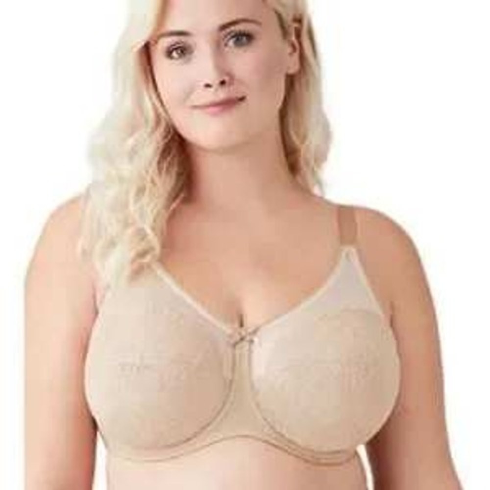Wacoal Retro Chic Full Figure Underwire Bra 34D Beige Lace 855186 Sand